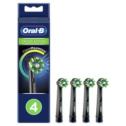 Oral-B Pro Cross Action Black Toothbrush Heads 1 Count Pack of 4 Units