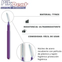 Pikdent Interdental Brushes with Steel Core and Tytex Bristles Size 2 Purple 0.5mm Cylindrical