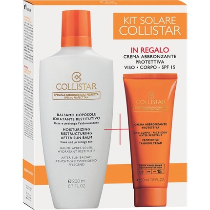 Collistar Cosmetic Set Sun Care Kit - Moisturizing Restructuring After Sun Balm 200 Ml & Protective Tanning Cream Water