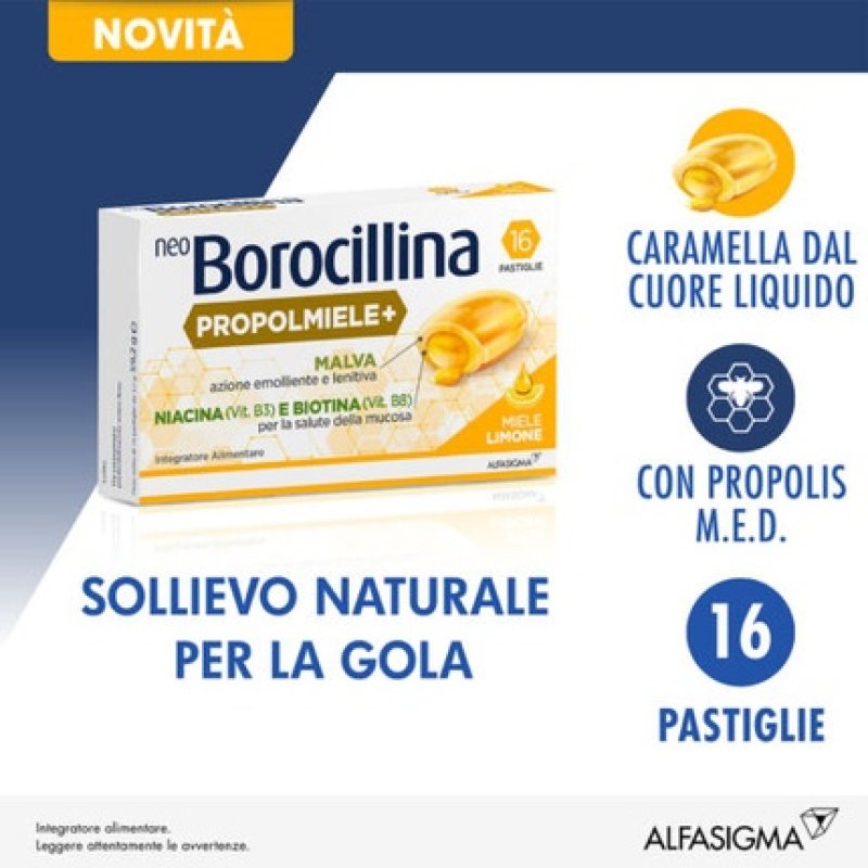 neoBorocillin Propolmiele 16 Honey Lemon Tablets