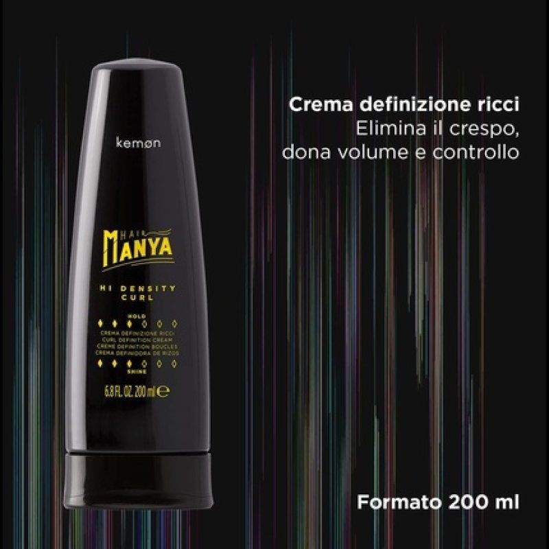 Kemon Hair Manya Hi Density Curl Defining Hair Cream for Volume and Anti-Frizz 200ml