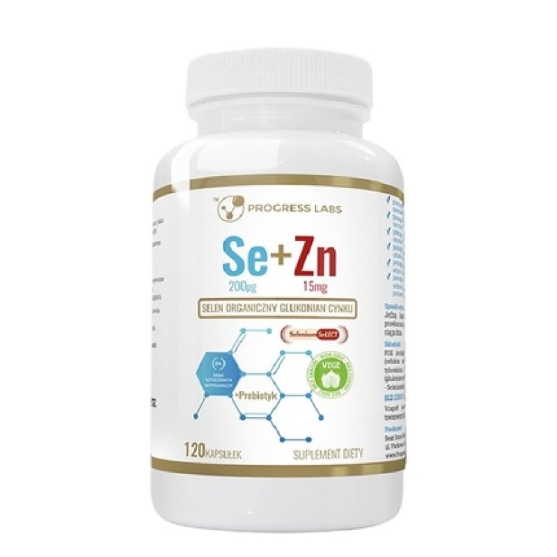 Progress Labs Organic Selenium 200 Units Zinc Gluconate 15mg Dietary Supplement 120 Capsules
