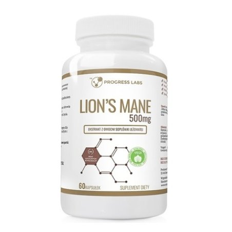 Progress Labs Lion's Mane 500mg Extract From Lion's Mane Mushroom Dietary Supplement 60 Capsules