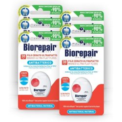 Biorepair Ultra Thin Waxed Antibacterial Dental Floss with MicroRepair for Tight Spaces Mouth Care Fresh Mint Flavor 6