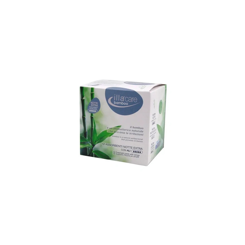 Pietrasanta Pharma Illa Care Bamboo 12 Extra Night Sanitary Pads With Wings