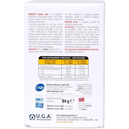 OMEGOR Vitality 1000 Omega-3 TG! Certified 5* IFOS EPA 535mg DHA 268mg