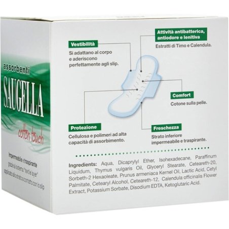 Saugella Cotton Touch Exterior Pads Sanitary Napkins Night