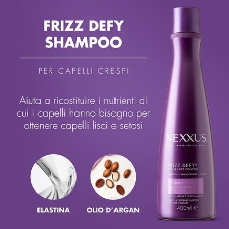 Nexxus Frizz Defy Shampoo Professional Shampoo for Frizzy Hair with Elastin and Argan Oil 400ml