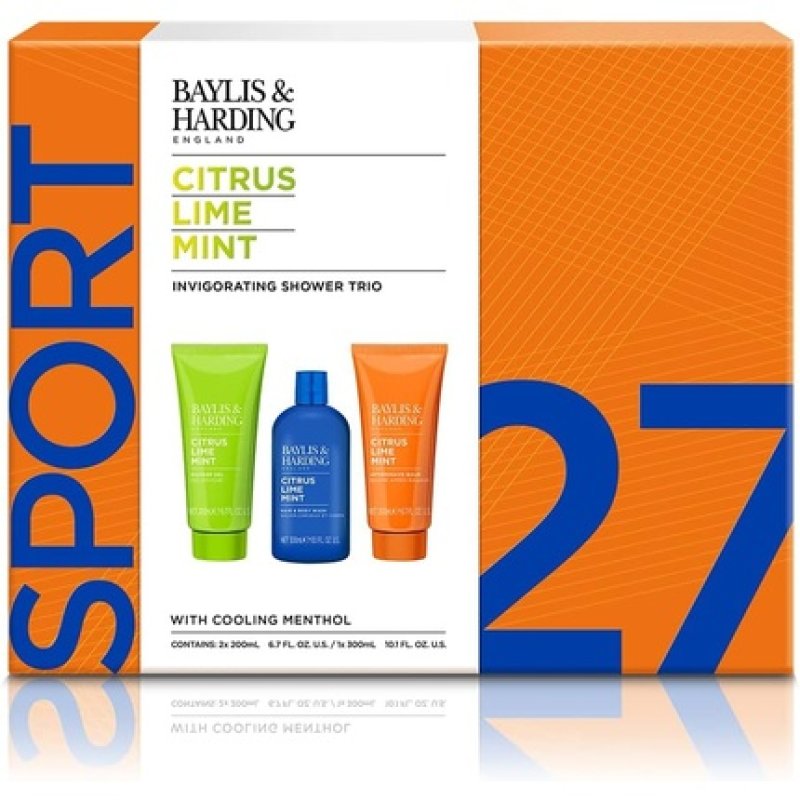 Baylis & Harding Men's Citrus Lime & Mint Invigorating Shower Trio with Cooling Menthol Gift Set
