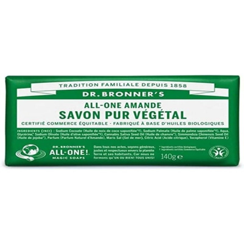 Dr Bronner's Almond Pure Castile Bar Soap 140g