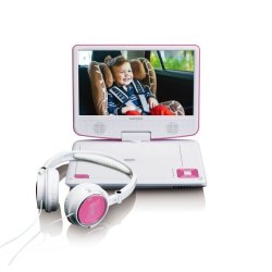 LENCO DVP-910 9" DVD-Player USB & KfZ-Halterung. pink/wei