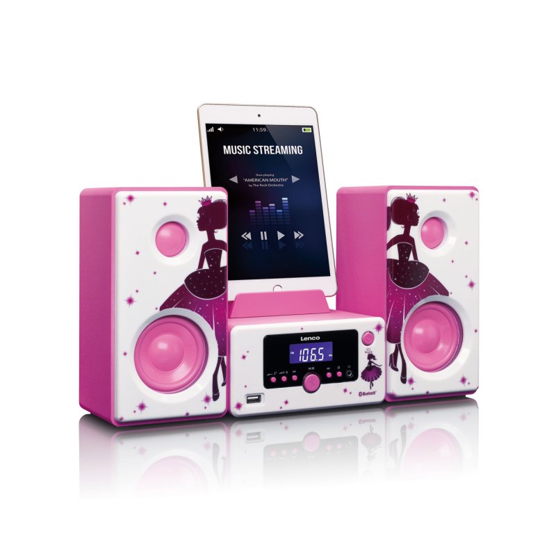 Lenco MC-020 Home audio mini system 10 W Pink, White