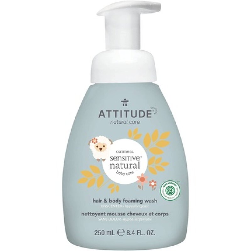 Attitude Sensitive Skin Baby Natural Hair and Body Foaming Wash