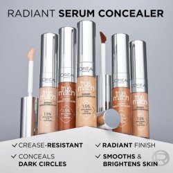 L'Oréal Paris Serum Concealer Medium Coverage Radiant Finish with 1.5% Hyaluronic Acid and Caffeine True Match 10ml 11N