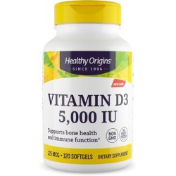 Healthy Origins Vitamin D3 5000 IU Non-GMO High Potency Bone Support Immune