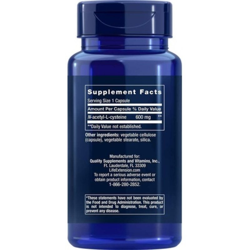 Life Extension N-Acetyl L-Cysteine (NAC) 600mg 60 Vegetarian Capsules