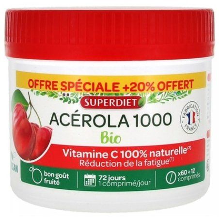 Superdiet Acerola 1000 Bio Chewable Tablets 60 Count
