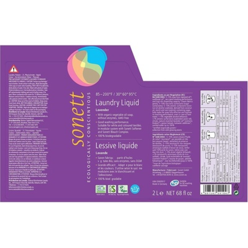 Sonett Organic Laundry Liquid Detergent for All Textiles Lavender