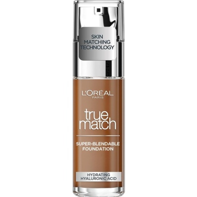 L'Oreal Paris True Match Liquid Foundation Skincare Infused with Hyaluronic Acid SPF 17 30ml 8.5C Pecan