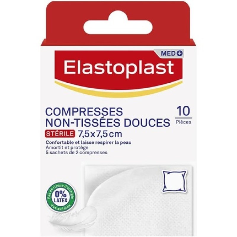 Elastoplast Soft Non-Woven Compresses 7.5cm x 7.5cm - Pack of 10