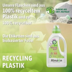 AlmaWin Bio Laundry Scent Liquid 750ml Verbena Scent Sufficient for Approximately 50 Washes Natural Scent Free of Dyes