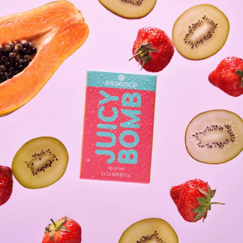 Essence Juicy Bomb Lip Oil Set 01 Lip Care Multicolor Acetone-Free Vegan Gluten-Free - Pack of 5