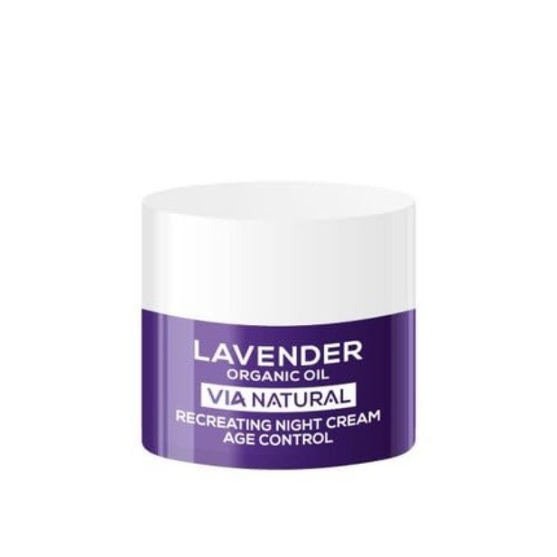 Biofresh Cosmetics Via Natural Lavender Night Cream for Face with Lavender Oil, Creatine, Jojoba Oil, Women's Face