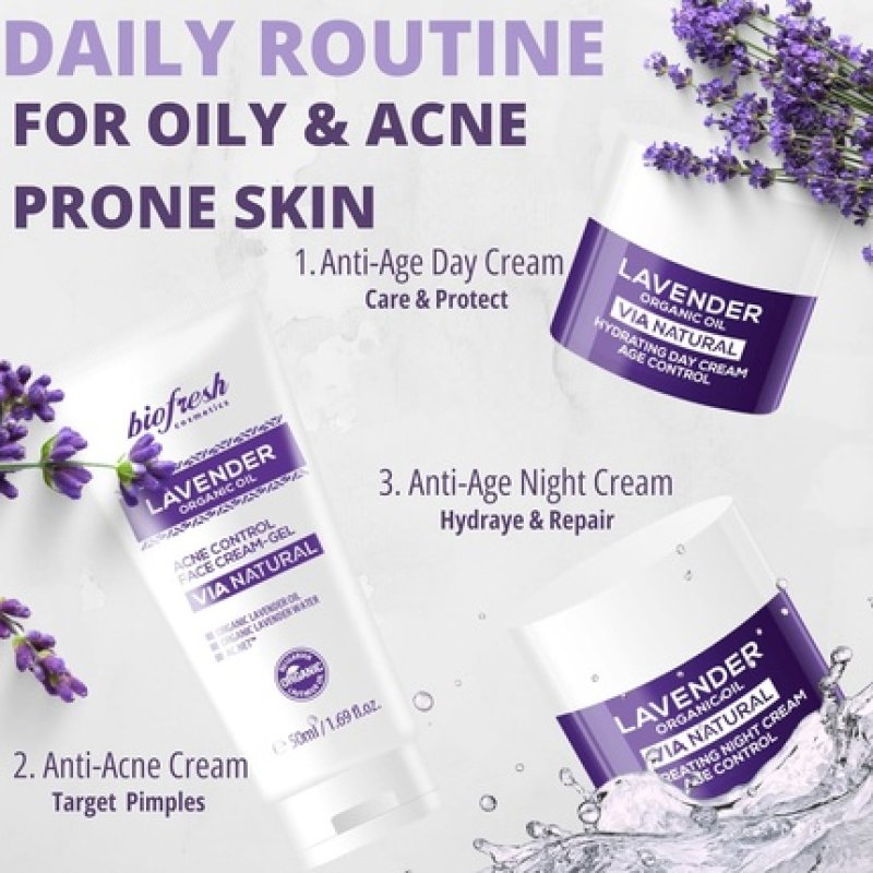 Biofresh Cosmetics Via Natural Lavender Acne Cream Gel with Lavender Oil 50ml