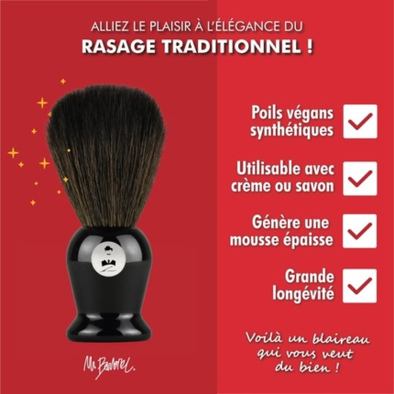 Blaireau en poils synthétiques100 % végan