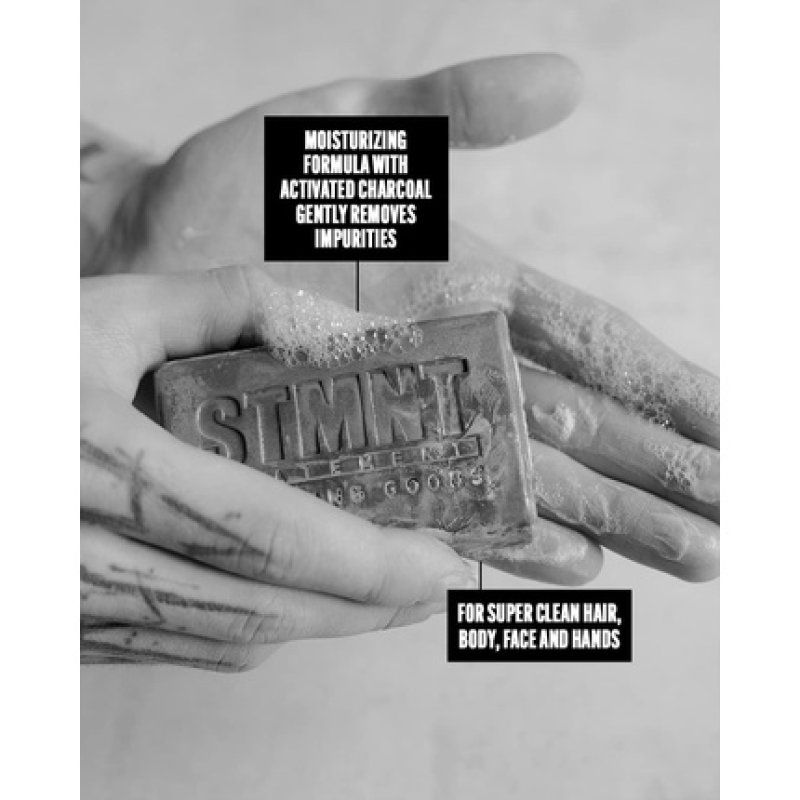 STMNT Grooming Goods Hair & Body Cleansing Bar 125g with Activated Charcoal - SLS/SLES Sulfate Free