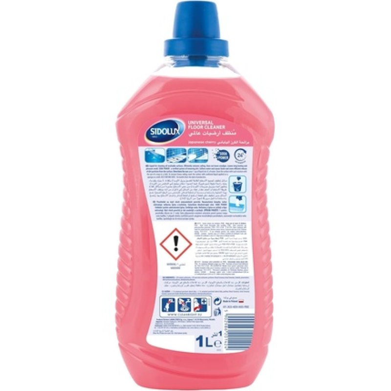 Sidolux Universal Floor Cleaner for Kitchen and Bathroom, Windows, Furniture 100% Dirt Removal Japanese Cherry 1000ml