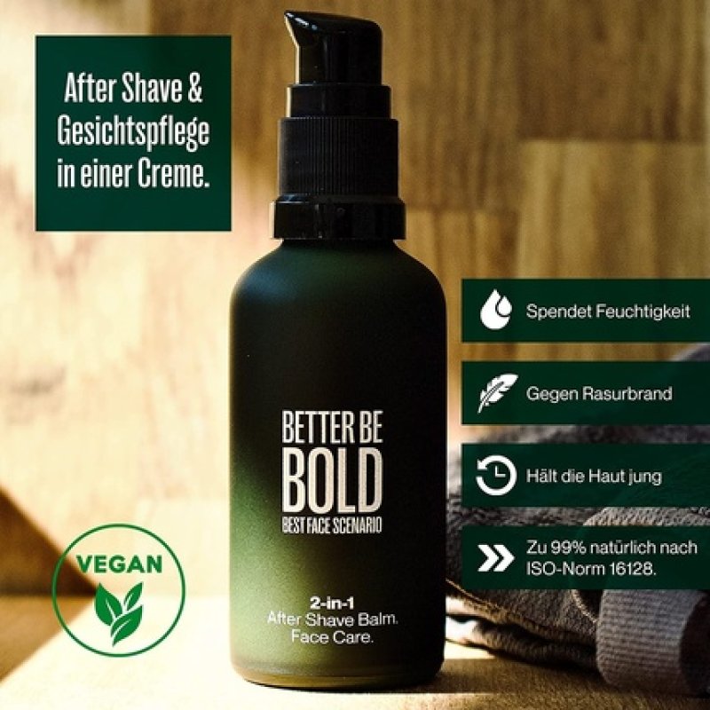 Better Be Bold 2-in-1 After Shave Balm and Face Cream with Magnolia Extract and Hyaluronic Acid - Natural and Vegan