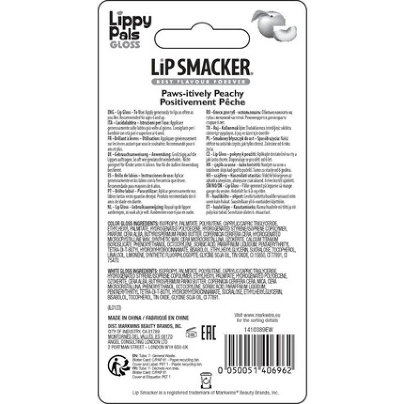 Lip Smacker Lippy Pals Panda Flavoured Lip Gloss for Kids Peach Flavour Paws-itively Peachy Gel
