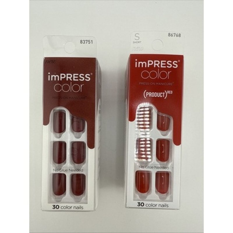 Kiss No Glue Mani Press-On Nails in Red Shades - Short Size Espressyourself