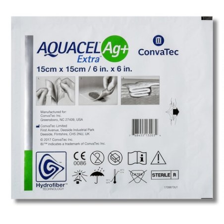 ConvaTec 3862711 Aquacel Ag Extra Dressing 15cm x 15cm - Pack of 5