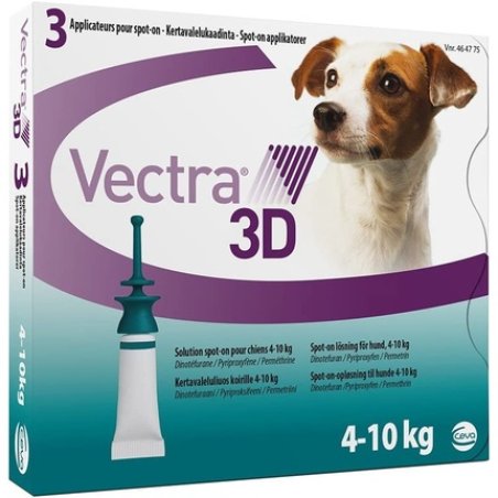 Vectra Vectra 3d Spot-On Solution 3 Pipettes 1.6 Ml Dogs 4 To 10 Kg Green