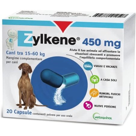 Vetoquinol Zylkene Dogs Food Supplement 20 Capsules 450mg