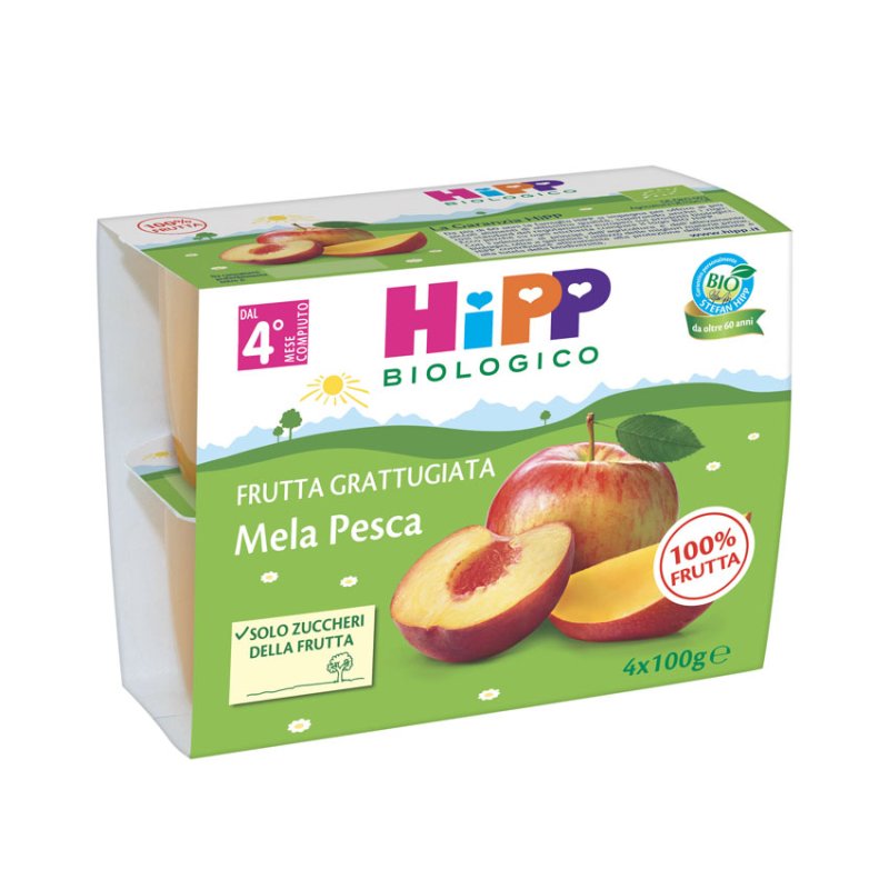 Hipp Italia Organic Fruit Snack Apple Peach - 4 X 100 Gr