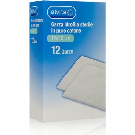 Alvita Sterile Hydrophilic Gauze in Pure Cotton 18 x 40 cm - Pack of 12