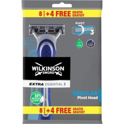 Wilkinson Sword Men's Extra 3 Essentials 3 Blades Razor Pack of 12