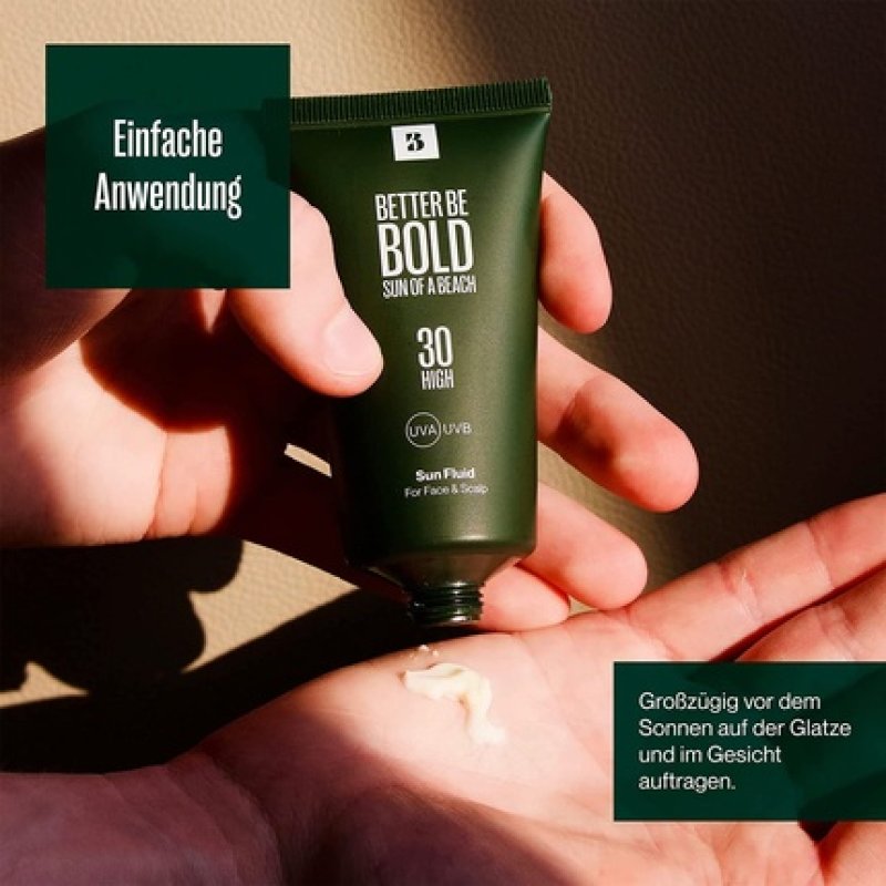BETTER BE BOLD Mattifying Sun Fluid with SPF 30 for Bald Heads and Face - Water Resistant and Coral Friendly - Made in
