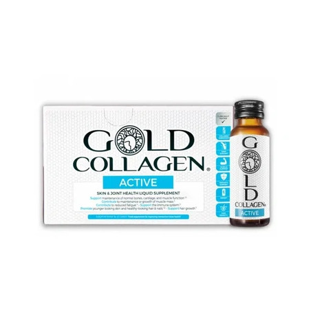 Minerva Research Labs Gold Collagen Active Liquid Supplement For Skin, Hair, And Joints - 10 Vials Of 50 Milliliters