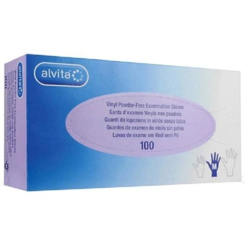 Alvita Disposable Latex Gloves Medium Size 7-7.5 - Pack of 100