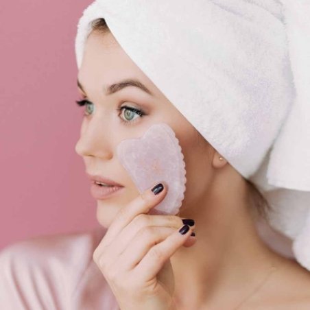 Crystalove 3D Massage Tile Face Gua Sha with Pink Quartz