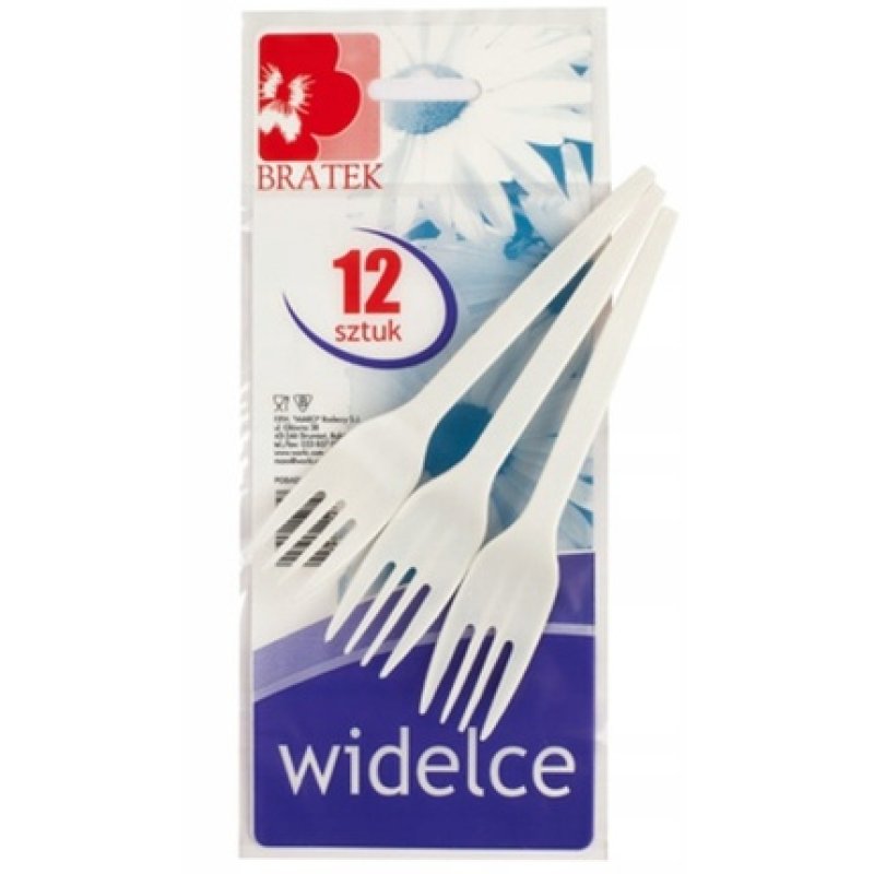 Bratek Plastic Disposable Forks 12 Pieces