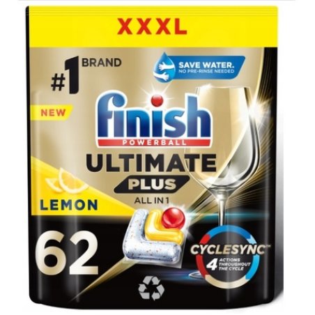 Ultimate Plus Dishwasher Capsules Lemon 62 Pieces