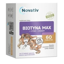 Novativ Biotyna MAX Cynk Krzem 60 tabletek 15 tabletek gratis
