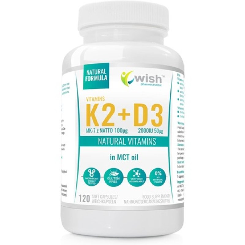 K2 Mk-7 100mcg D3 2000iu in MCT Oil 120 Softgels
