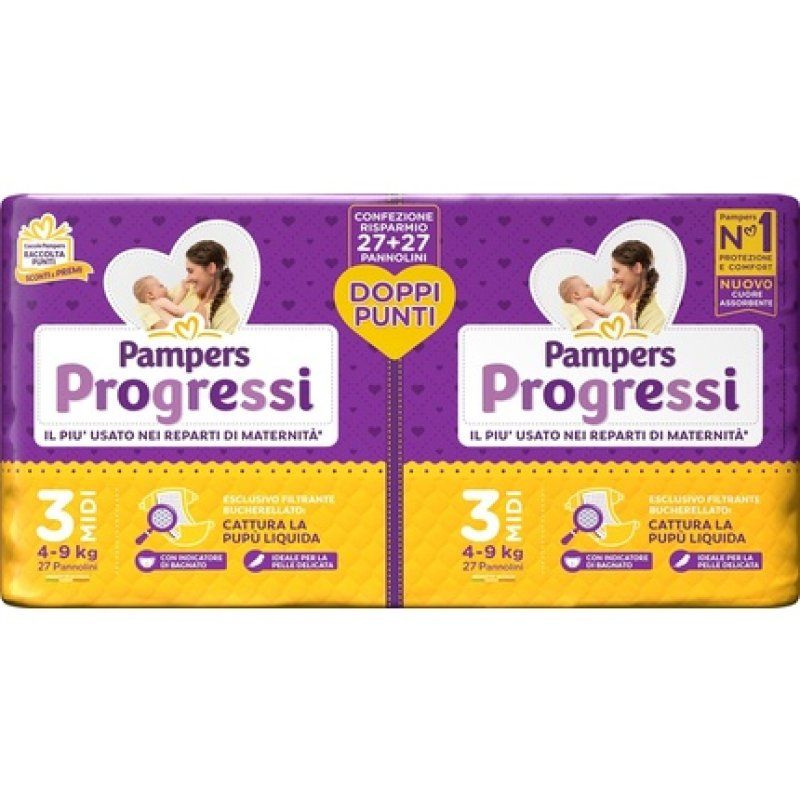 Pampers Progressi Midi Size 3 54 Nappies