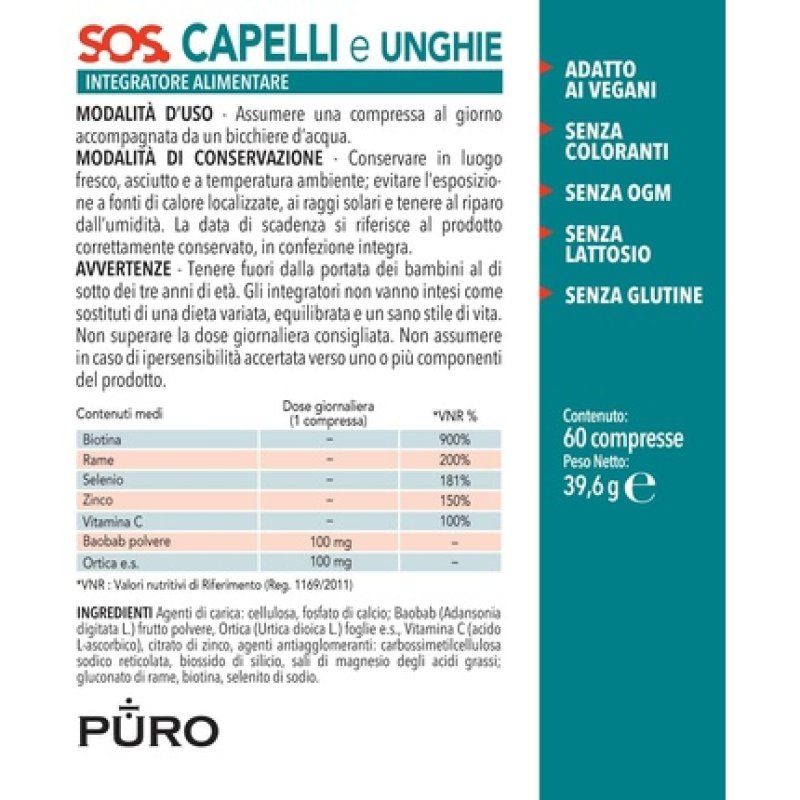 Pure SOS Hair and Nails Food Supplement with Baobab, Biotin, and Copper